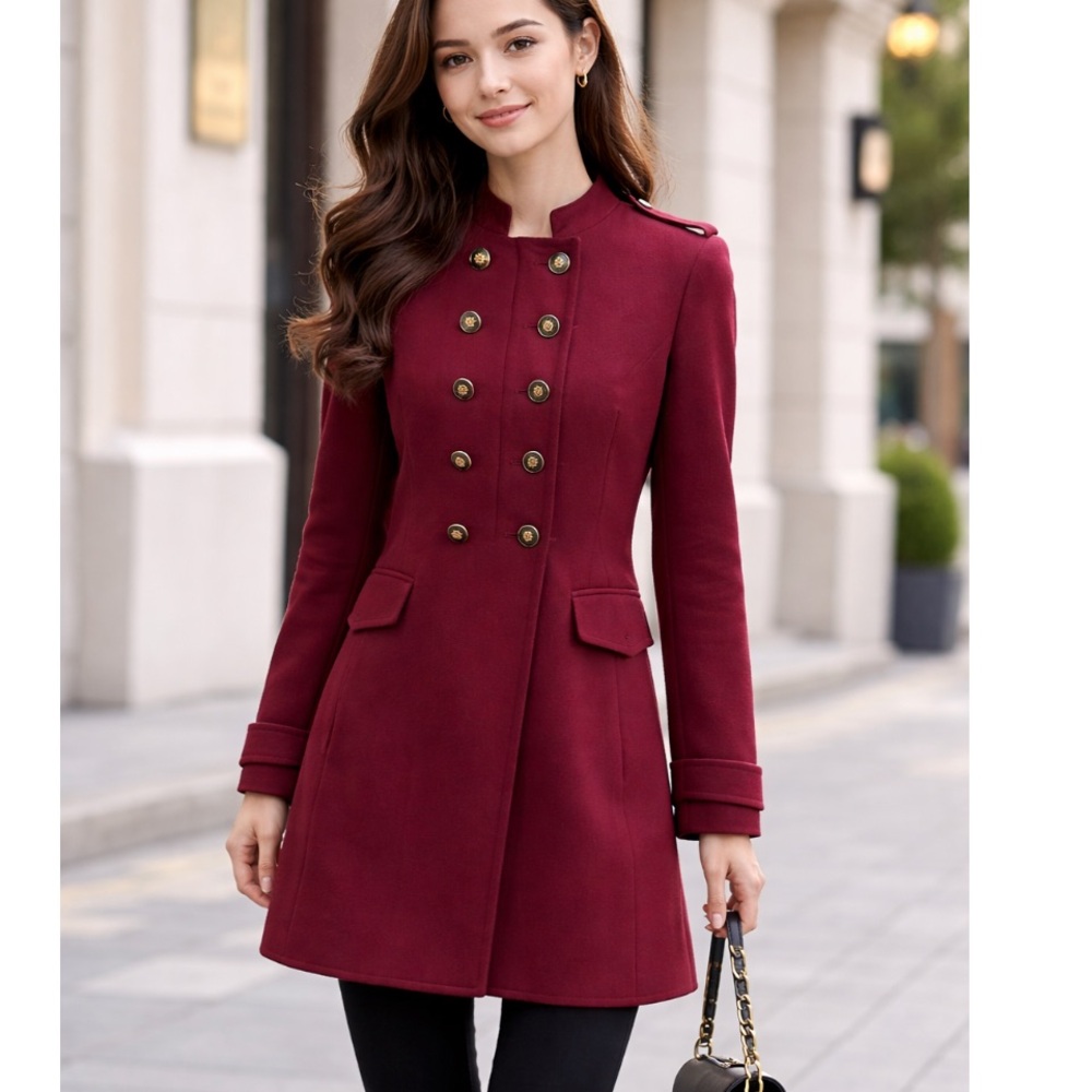 LOVE 21 Red Burgundy Blazer Suit Jacket Coat Military Inspired Size S NWOT